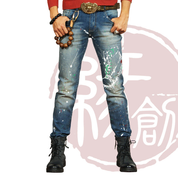 2016 Men slim jeans men's Distressed Biker jeans hiphop pants male pencil pants Washed colors jeans for men free shipping