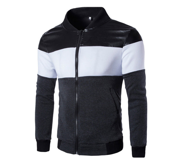 Hot Sale Casual Slim Fit Stylish Patchwork Men's Fleece jacket Long Sleeve Zipper Design Men's Blazer Jacket Suits