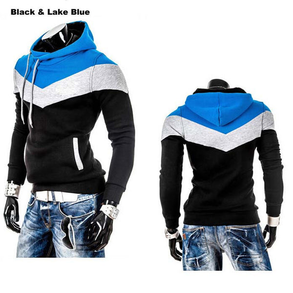 Hot Sale 2015 New Arrival Mens Leisure Suit Man Hoodies Casual Slim Patchwork Hoodie Jacket Sweatshirt 6 Colors  Men Sportswear