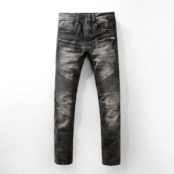 2017 New Arrival Brand Black Men Jeans Slim Fit Casual Zipper Fly Denim Pants Plus Size Free Shipping