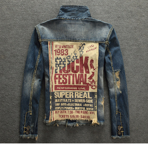 Hot Sale New Fashion Casual Worn Beggar Jean Jacket For Men 2016 Mens Jackets And Coats Jeans Jacket Men Coat Free shipping