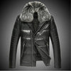 Sheep leather motorcycle real leather men down jacket fox fur collar short Slim plus size leather jacket male warm parkas MZ1150