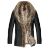 Men's Leather Jacket Lambs Wool Genuine Leather Jacket Male Thick Raccoon Fur Collar Jaqueta Couro Masculino Plus Size  MZ1105