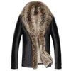 Men's Leather Jacket Lambs Wool Genuine Leather Jacket Male Thick Raccoon Fur Collar Jaqueta Couro Masculino Plus Size  MZ1105