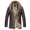 Men's Leather Jacket Lambs Wool Genuine Leather Jacket Male Thick Raccoon Fur Collar Jaqueta Couro Masculino Plus Size  MZ1105