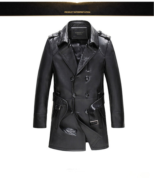Free Shipping  Men's New Suit Sheep Leather Jacket Man Autumn and Winter  Mens Fashion Slim Length Medium Waist Leather Coat 717