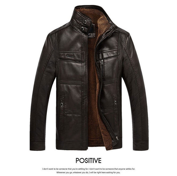 high quality 2017 winter men leather Jacket men's warm Motorcycle leather jackets coat jaqueta chaqueta hombre
