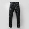 Free shipping Men's Italy Fashion Runway PU leather Slim Biker Pant Jeans Size28-38