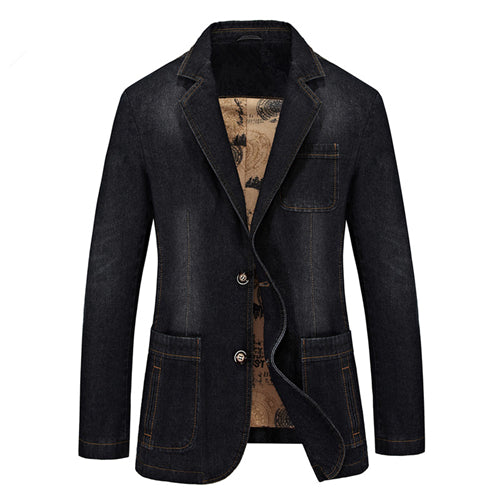 MOGU Denim Blazers Men 2017 Spring New Fashion Jean Blazer Jacket Slim Fit Suits For Male Casual Blazer Asian Size Men's Jackets