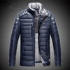 New real sheep leather men short style Slim stand collar leather down jacket male tide fashion outerwear solid color coat MZ1151