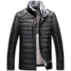 New real sheep leather men short style Slim stand collar leather down jacket male tide fashion outerwear solid color coat MZ1151