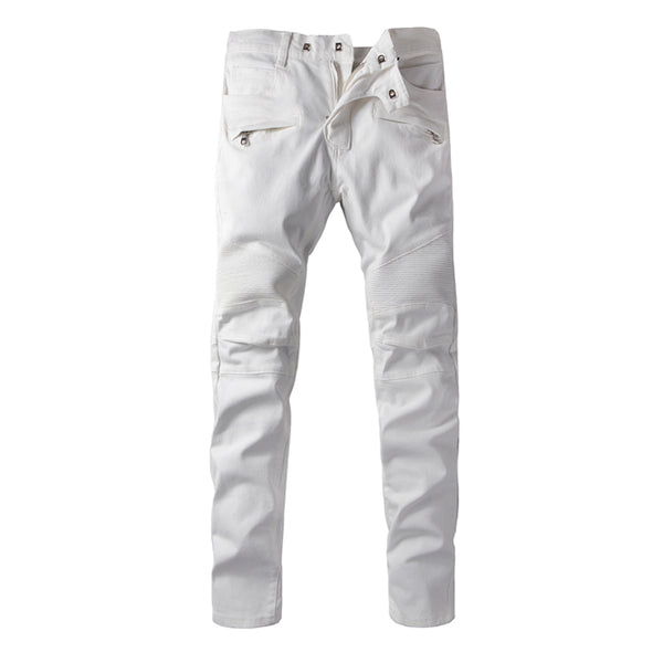 2016  New Men's Jeans Pants Korean Style White Skinny Hole Jeans Men Casual Ripped Jeans For Men Hot Sale