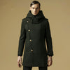 2017 New Winter Thicken Warm Wool Men's Coat With Hoodes Long Designer Office Business Jacket Army Green Khaki, Blue 8801