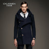2017 New Winter Thicken Warm Wool Men's Coat With Hoodes Long Designer Office Business Jacket Army Green Khaki, Blue 8801