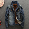 Men Fashion Warm Autumn Winter Jeans Jacket Single Breasted Outerwear Slim Solid Turn down Collar Fleece Thick Coat Hot Clothes