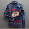 Men denim jacket brand clothing 100%cotton casual mens jean jacket dark blue solid coat male Autumn Spring