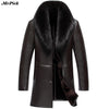 Big Fur Collar Snow Winter Coats Men PU Artificial Leather Motorcycle Hip Hop Jacket E0718-002