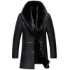 Big Fur Collar Snow Winter Coats Men PU Artificial Leather Motorcycle Hip Hop Jacket E0718-002