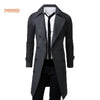 2017 Trench Coat Men Lapel Neck Long Sleeve Wool Winter Autumn Men Casual Medium Long Jacket Business Formal Smart Suit Coats