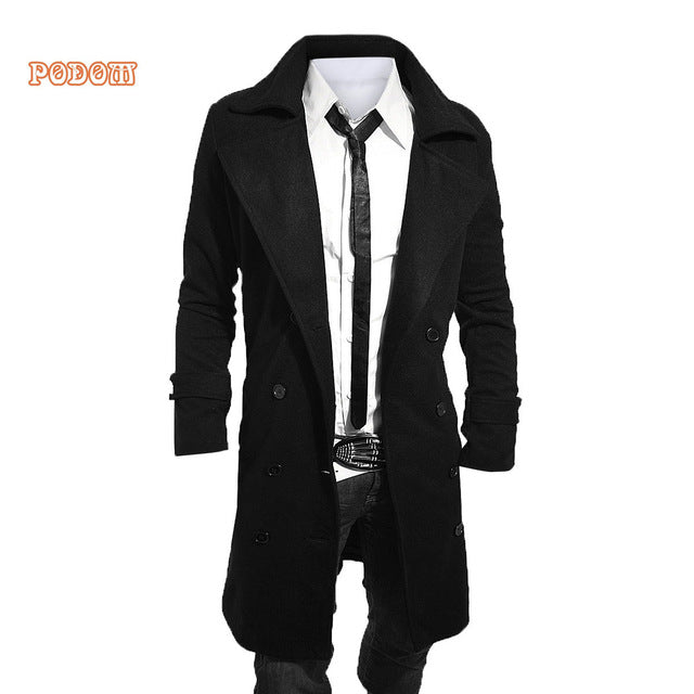2017 Trench Coat Men Lapel Neck Long Sleeve Wool Winter Autumn Men Cas | menz-luxury 2017 Trench Coat Men Lapel Neck Long Sleeve Wool Winter Autumn Men Cas | menz-luxury