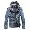 MISNIKI Hot Autumn Winter Denim Jacket Men Hooded Casual Warm Men's Jean Jacket Coat
