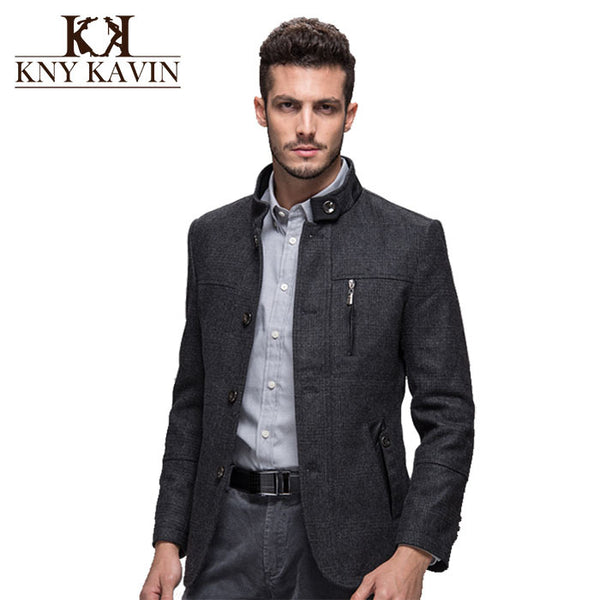 Free shipping, 2014 Men's winter wool collar and long sections woolen casual windbreaker jacket, MC341 wholesale