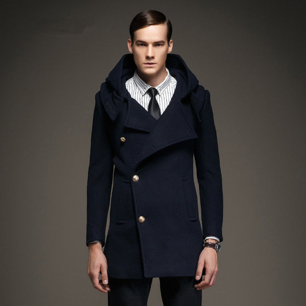 2017 New Brand Clothing Mens Wool Coats Winter Thicken Wool Jacket Men Fashion Office Outwear Army Green