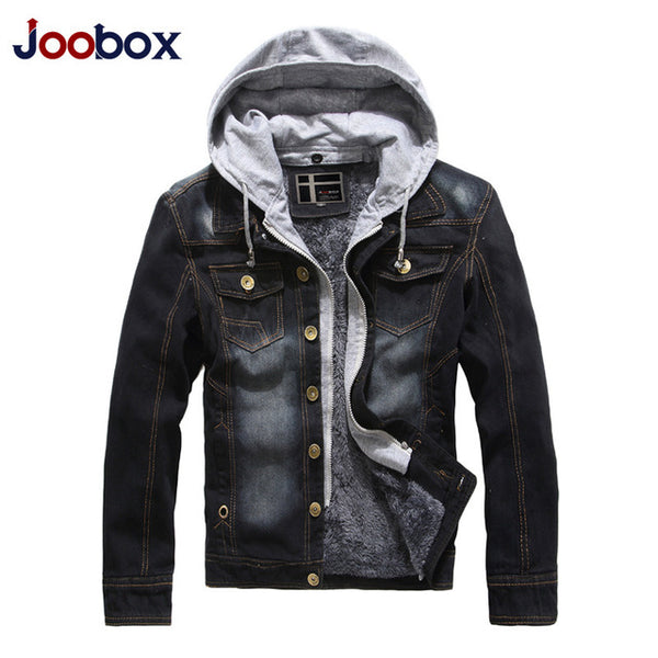 Casual Good Quality Hooded Mens Winter Jackets And Coats Thick Warm Velet Lining Jeans Jacket Men