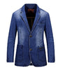 2016 new autumn solid slim fit mens single breasted trench coat denim jeans outwear windbreaker
