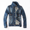 men denim jacket brand clothing 100%cotton casual mens jean jacket dark blue solid coat male Autumn Spring