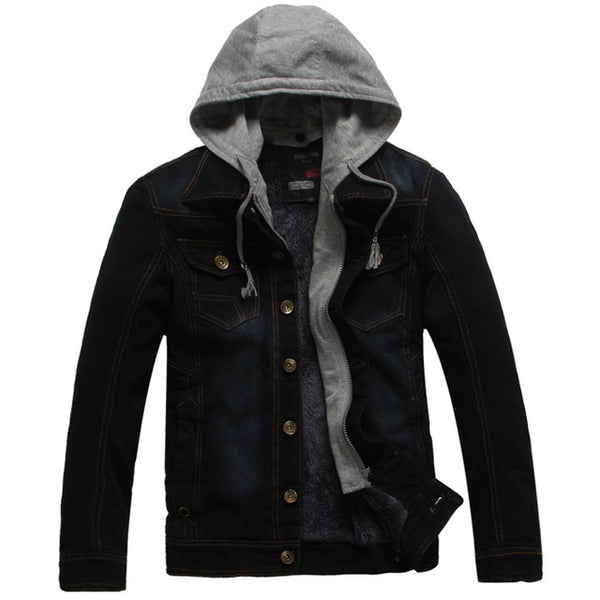 Men'S Denim Jacket Male Winter Outwear Brand Coat Plus Velvet Thick Jean Jacket Casual Jacket Plus Size 3XL