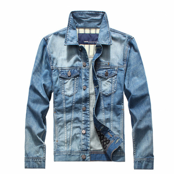 male denim jacket light blue jeans jacket for men retro jaqueta jeans masculino 2017 autumn winter clothes men Slim denim coat
